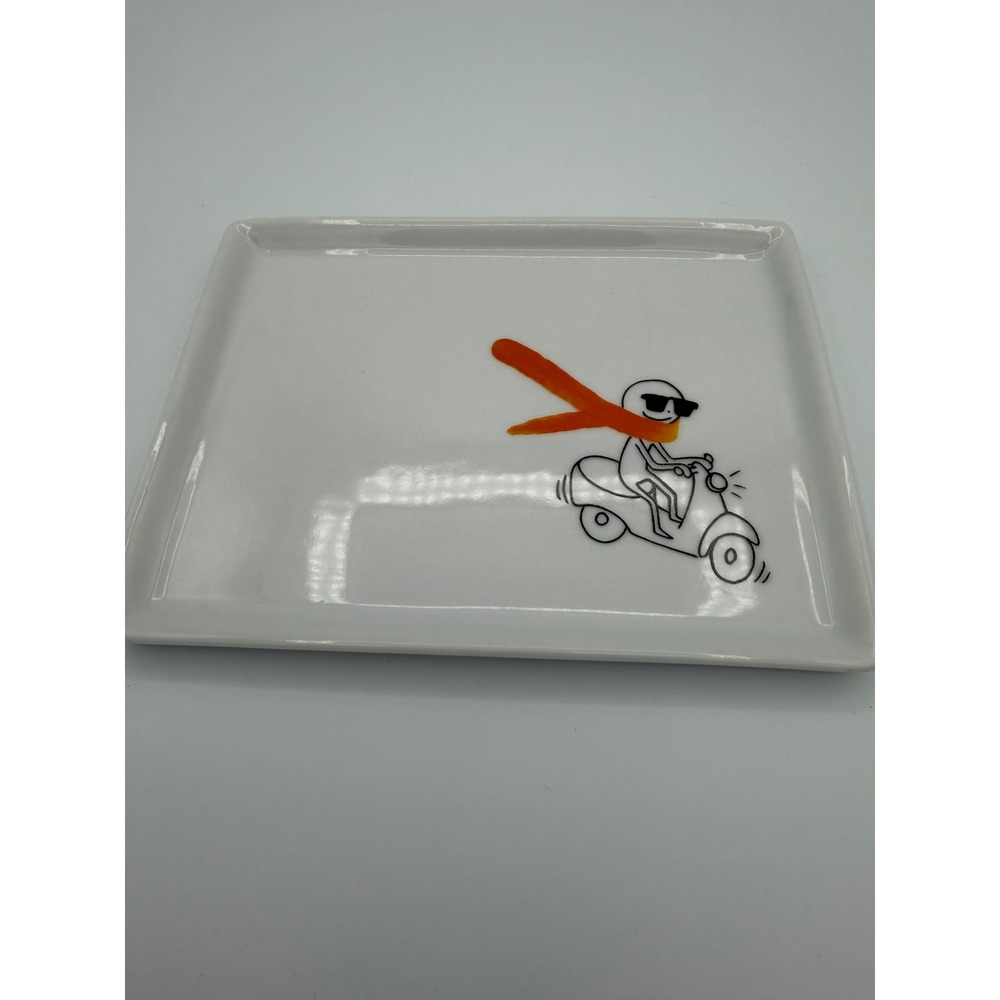 Crate & Barrel Oliver Retired Appetizer Plate Character on Scooter 6.5" x 5"